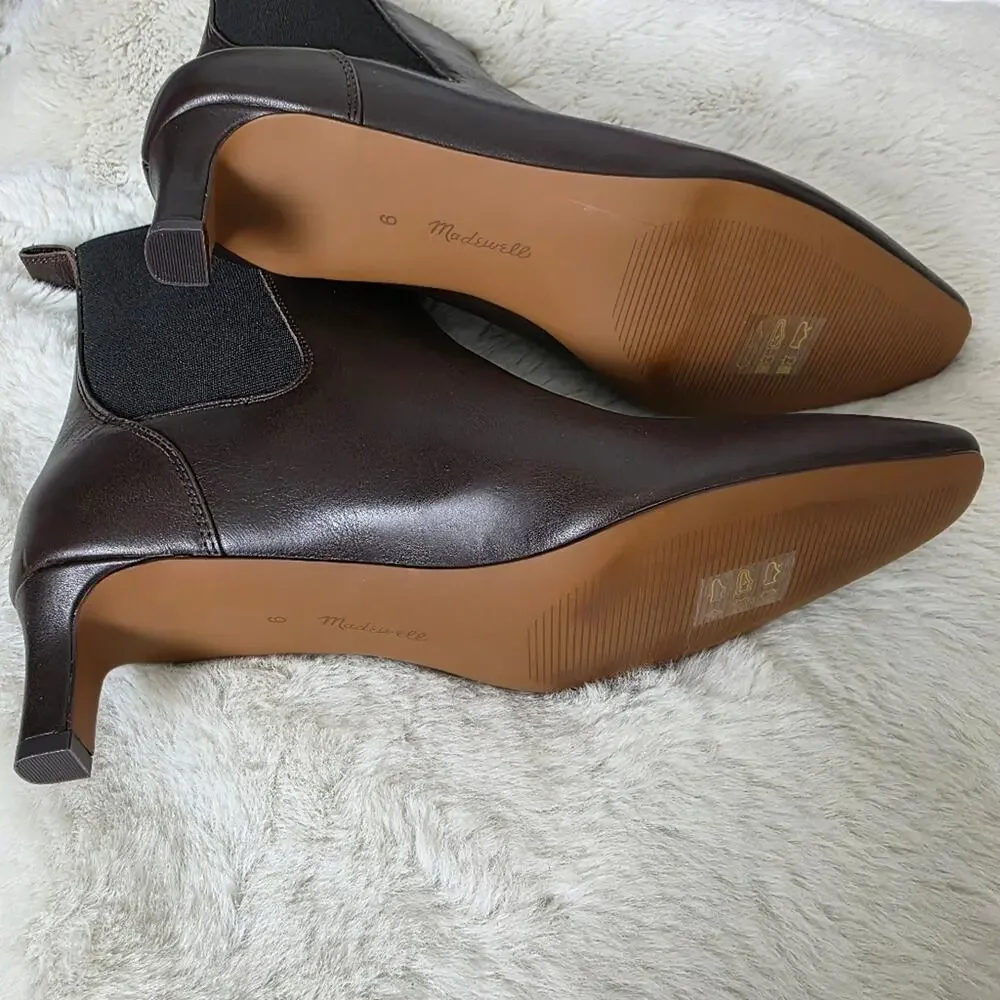 NEW Madewell The Dimes Chelsea Dark Brown Leather Ankle Booties Turkish Coffee 9